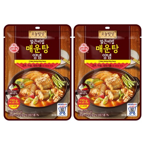 오뚜기 오늘밥상 얼큰비법 매운탕 양념 소스, 110g, 2개