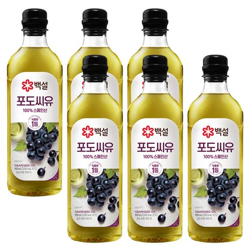 백설 포도씨유, 900ml, 6개