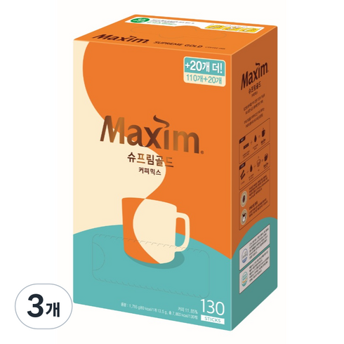 맥심 슈프림골드 커피믹스, 13.5g, 130개입, 3개
