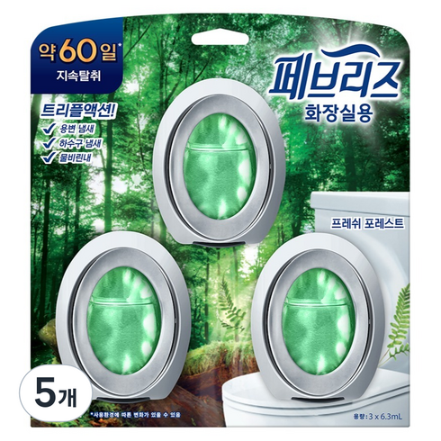페브리즈 화장실용 비치형 프레쉬 포레스트 본품, 18.9ml, 5개
