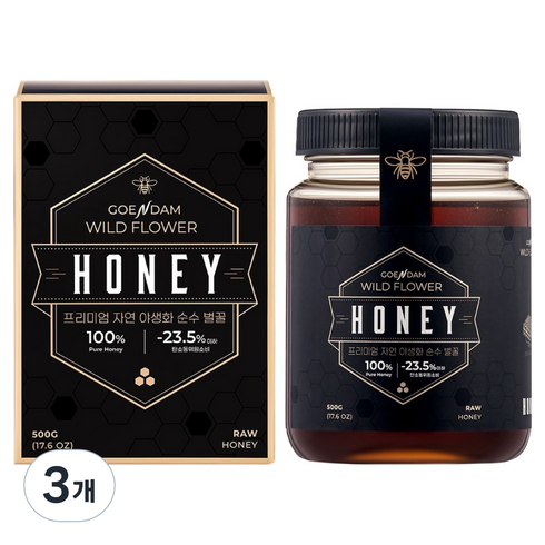 고은담 프리미엄 자연 야생화 순수 벌꿀, 3개, 500g