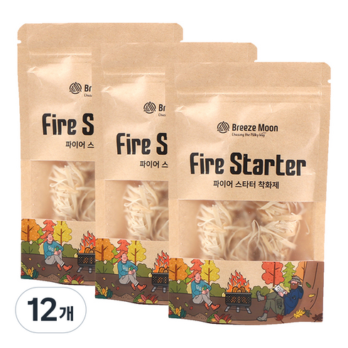 브리즈문 우드 고체연료 파이어스타터 착화제, 50g, 12개