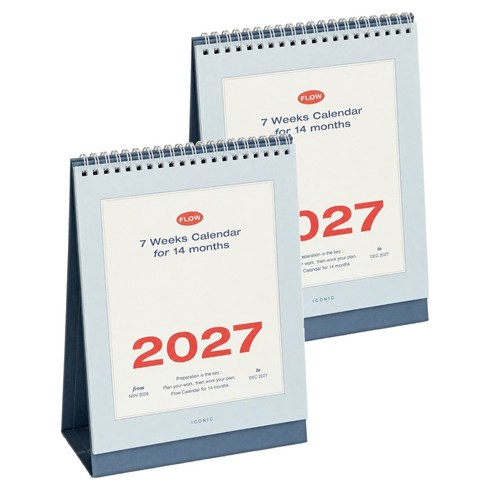 아이코닉 2027 플로우 데스크 탁상 캘린더, 혼합색상, 2개