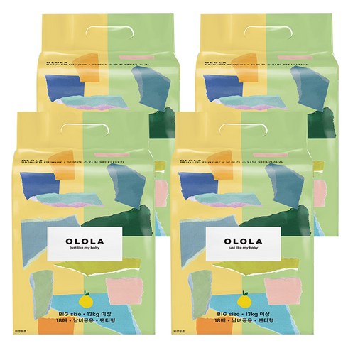OLOLA 스킨핏 팬티형 기저귀 남녀공용, 빅형(Big), 72매