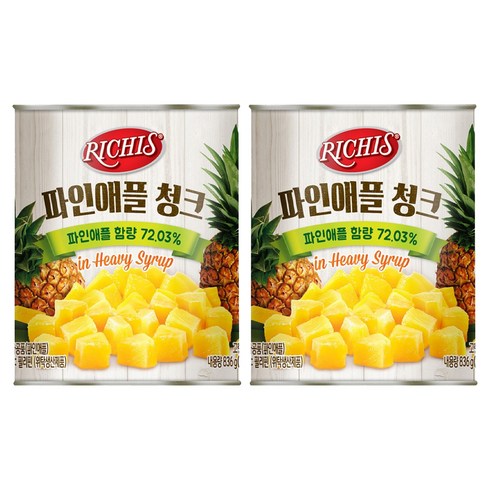 리치스 파인애플 청크 통조림, 836g, 2개