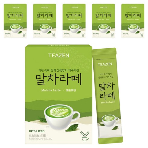 티젠 말차라떼 분말스틱, 14.5g, 7개입, 6개