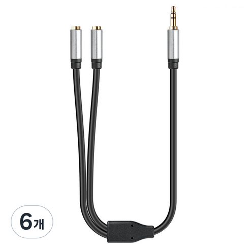 컴스 3.5mm 3극 스테레오 오디오 분배 Y 케이블 34cm, 6개, TB033