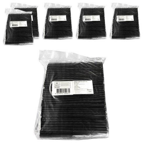 보니팩 일자 검정 벌크포장 빨대 7 x 210 mm, 500개입, 6개