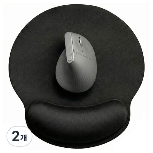 누아트 논슬립 메모리폼 생활방수 손목보호형 마우스패드 230 x 250 x 4 mm, 블랙, 2개