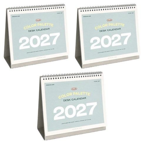 아이코닉 2027 팔레트 데스크 캘린더 탁상 달력 스케줄러, 혼합색상, 3개