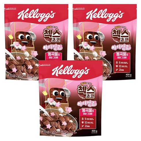 첵스초코 오곡으로 만든 마시멜로 시리얼, 400g, 3개