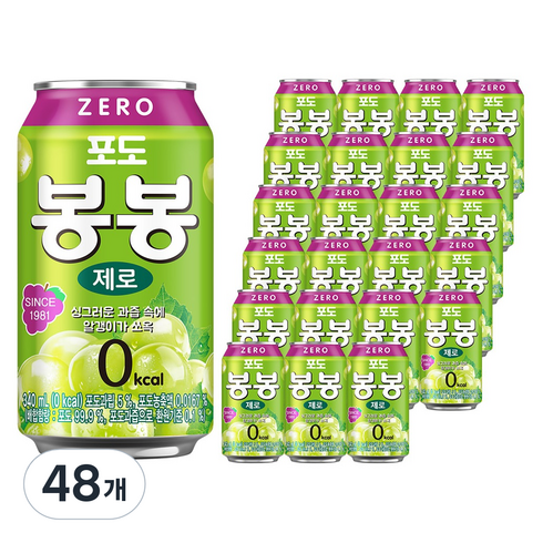 해태htb 포도 봉봉 제로, 340ml, 48개