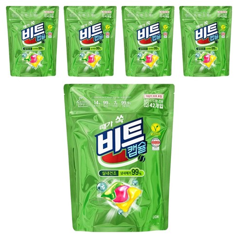 비트 캡슐 실내건조 캡슐세제 그린 플로럴향, 42개입, 5개