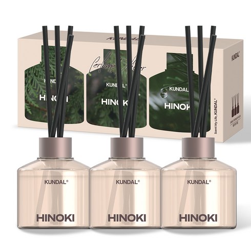 쿤달 퍼퓸 디퓨저 + 섬유스틱 세트, 히노키, 200ml, 1세트