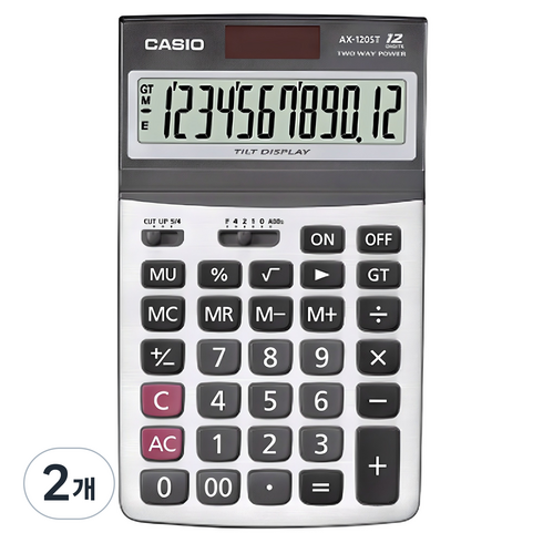 카시오 일반용 계산기 AX-120ST, 혼합색상, 2개