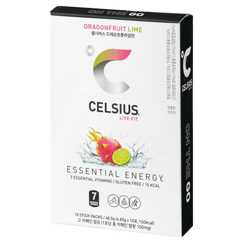 셀시어스 OTG 온더고 비타민 피트니스 에너지드링크 드래곤푸룻라임, 4.85g, 10개입