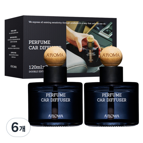 에이로마 퍼퓸 차량용 디퓨저 120ml, 페어앤프리지아, 6개