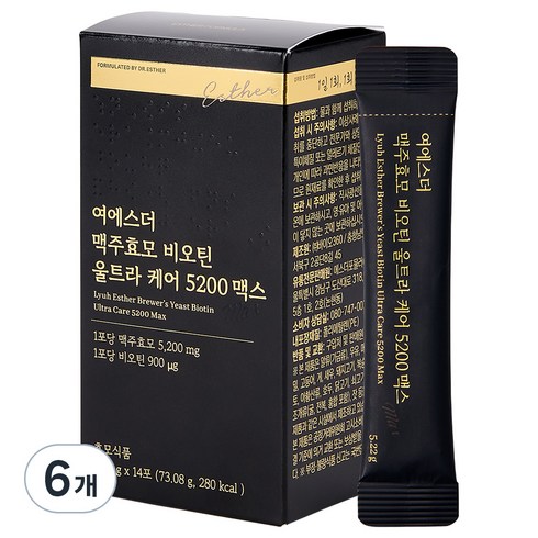 에스더포뮬러 여에스더 맥주효모 비오틴 울트라 케어 5200 맥스, 14회분, 6개