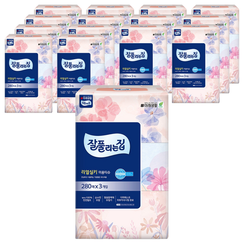 잘풀리는집 천연펄프 미용티슈 2겹, 280매입, 45개