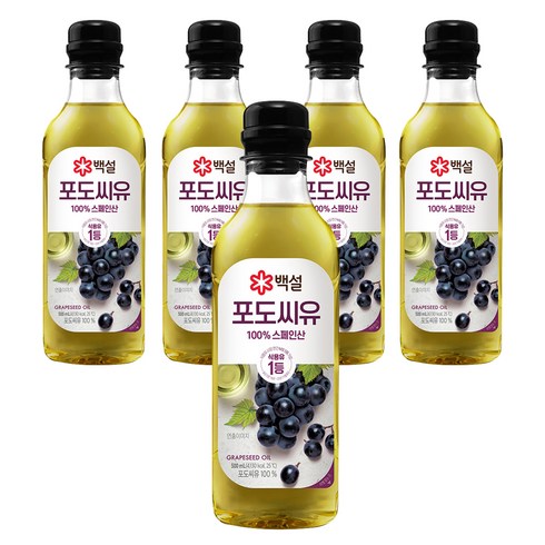 백설 포도씨유, 500ml, 5개
