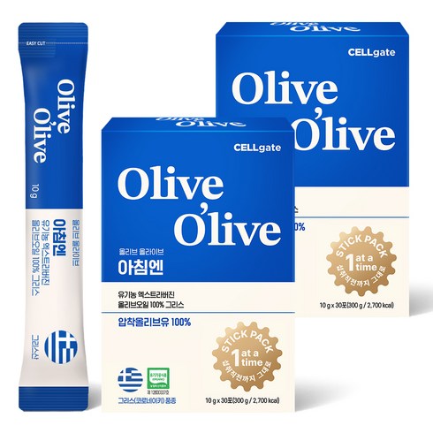 셀게이트 올리브올라이브 아침엔 유기농 엑스트라버진 올리브오일 그리스, 300g, 2개