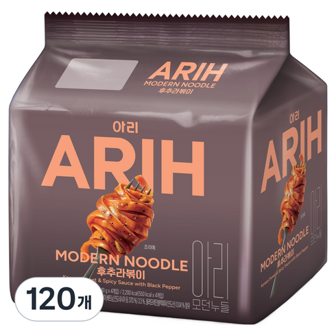 팔도 아리 모던누들 후추라볶이 140g, 120개