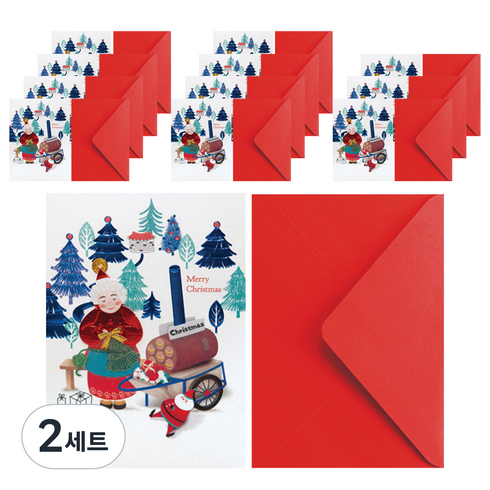 프롬앤투 크리스마스 카드 12p + 봉투 12p S1029q4, 혼합색상, 2세트