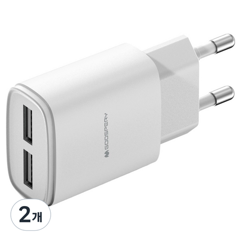 구스페리 10W 2포트 USB 멀티 충전기 어댑터 5V 2A, 화이트, 2개