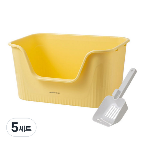 딩동펫 반려동물 바스켓 특대형 고양이 화장실, 옐로우, 5세트