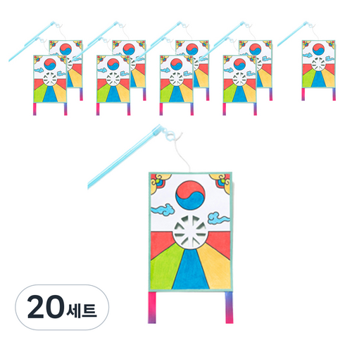 민화샵 막대기 전통 미니연 만들기 세트 방패연 UDPOM0122, 혼합색상, 20세트