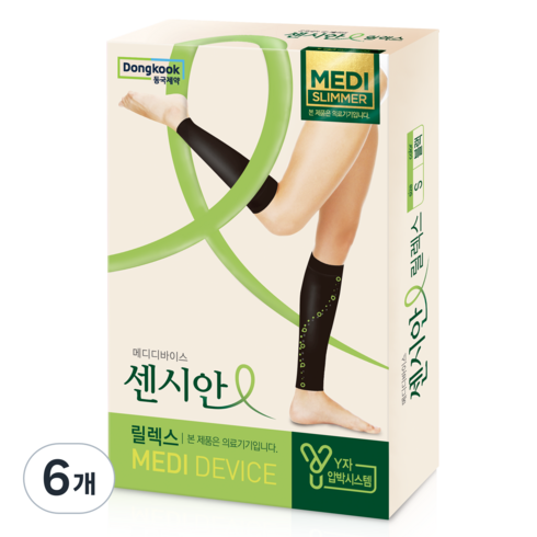 센시안 릴렉스 종아리 압박밴드 블랙, 종아리/무릎형, 6개