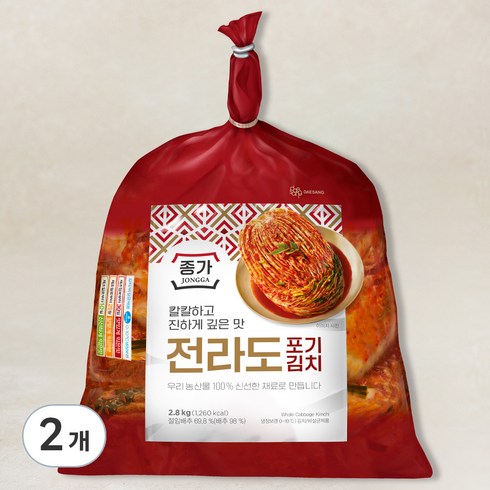 대상 종가 전라도 포기김치, 2.8kg, 2개