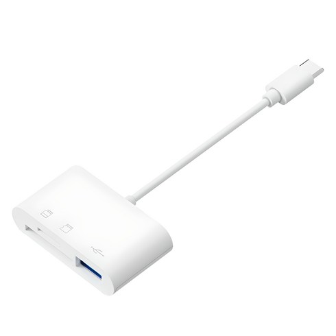 아이엠듀 C타입 3 in 1 USB TF SD카드 리더기, 화이트, 1개