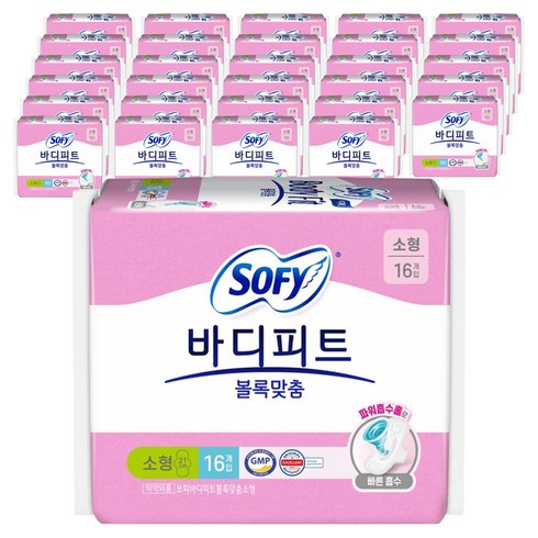 바디피트 볼록맞춤 생리대 날개형, 소형, 16개입, 30개