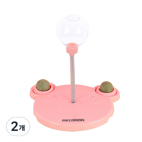 펫츠몬 고양이 롤링 캣닢 스프링 노즈워크 장난감, 핑크, 2개