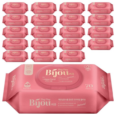 모나리자 데이데이비쥬 아쿠아코랄 아기물티슈 캡형, 55g, 70매, 20개