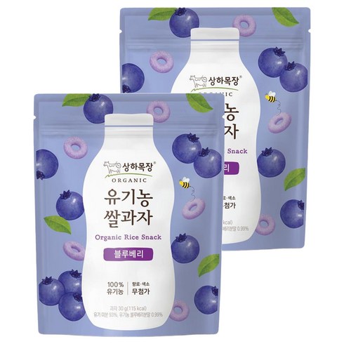 상하목장 유기농 쌀과자, 2개, 30g, 블루베리