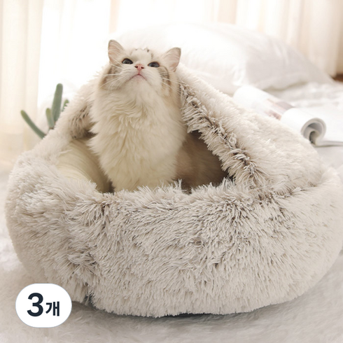 딩동펫 반려동물 슈가 동굴 방석, 브라운, 3개