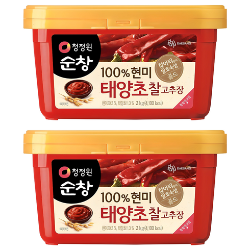 청정원순창 100% 현미 태양초 찰고추장, 2kg, 2개