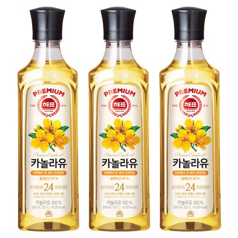 해표 카놀라유, 500ml, 3개
