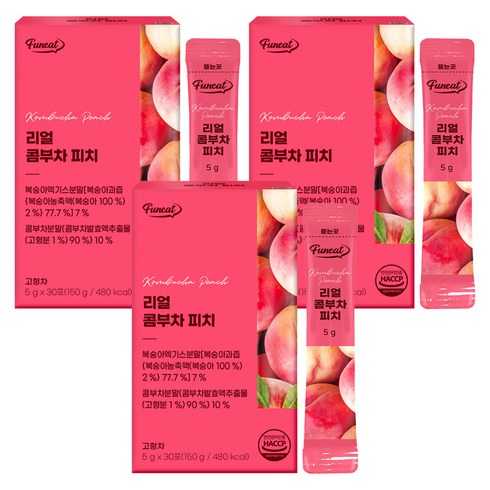 퍼니트 리얼 콤부차 피치맛, 150g, 3개