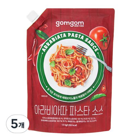 곰곰 아라비아따 파스타 소스, 1.5kg, 5개