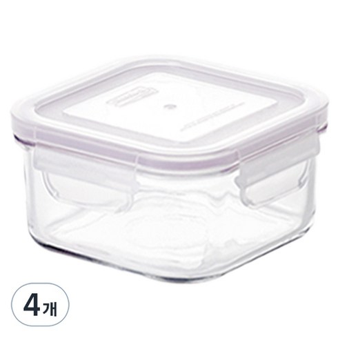 글라스락 퍼플 에디션 정사각 밀폐용기, 4개, 490ml