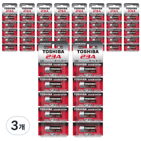 도시바 23A 12V 알카라인 건전지, 100개입, 3개