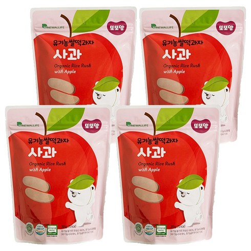 또또맘 유기농 쌀떡과자, 사과, 20g, 4개