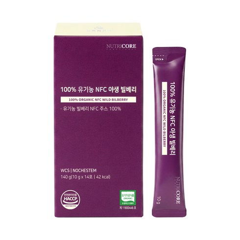 뉴트리코어 100% 유기농 NFC 야생 빌베리, 140g, 1개