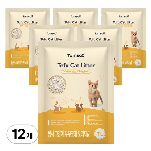 탐사 고양이 두부모래 7L (약 2.8 kg), 12개, 오리지널향