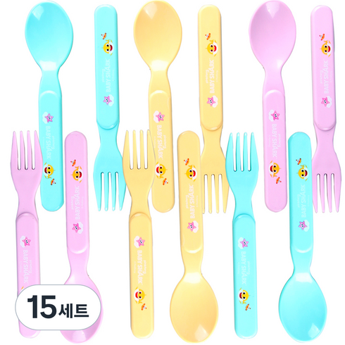 아이조움 유아용 아기상어 다용도 스푼포크세트, 혼합색상, 스푼 3종 + 포크 3종, 15세트