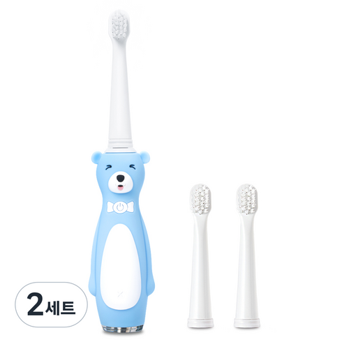 오아 클린이 베어 어린이 음파 전동칫솔, 블루, 2세트
