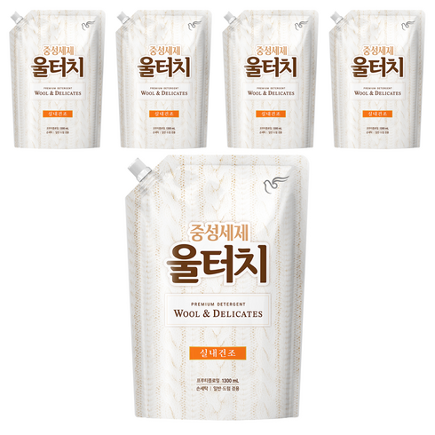 울터치 중성세제 리필, 1.3L, 5개